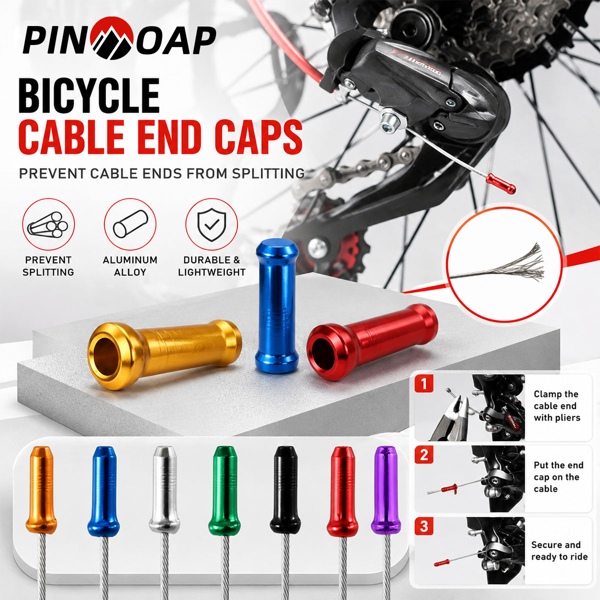 Cycling Gear Tips - PINMOAP 100 PEÇAS Ponteiras de Alumínio